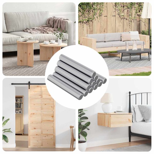 Резбован род 12 pcs Сребрист 8 x 55 мм Стомана