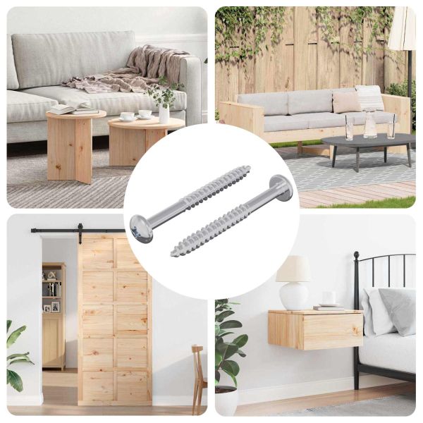 Дървен винт 2 pcs Сребрист 9,8 x 53 мм Стомана