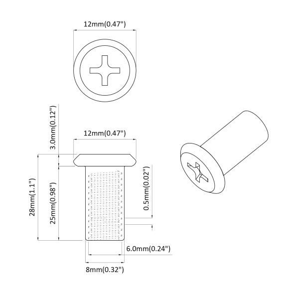 Гайка с заключване 2 pcs Никел М6 x 25 мм Стомана