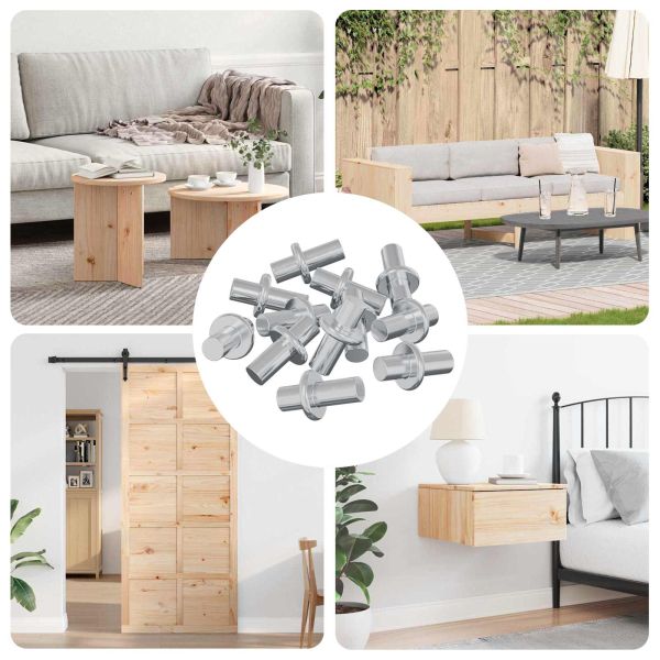 Долно закачалка за рафт 12 pcs Сребрист 8,6 x 8,6 x 14,6 мм