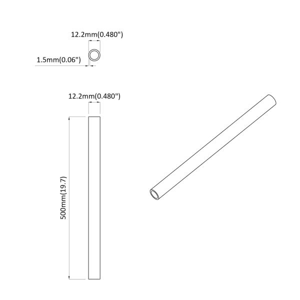 PVC Тръба 12 pcs Бяло 12,2 x 1,8 x 500 мм Mterialpp и PE