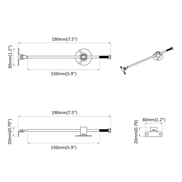 Газов амортисьор 2 pcs Сребрист 190 мм Желязо