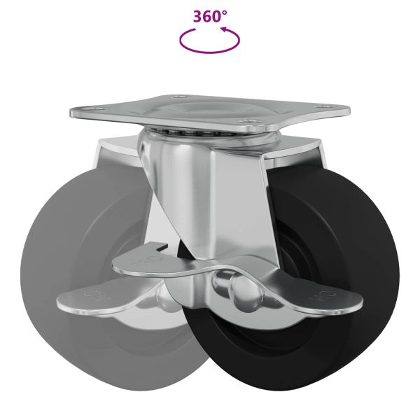 Кастър 12 pcs Черен и сребрист 63 x 48 x 46 мм Желязо и найлон