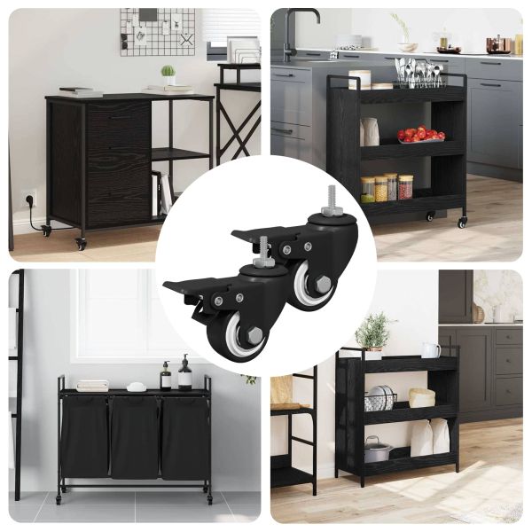 Колела 2 pcs Черно M6 x 37 мм Желязо и найлон