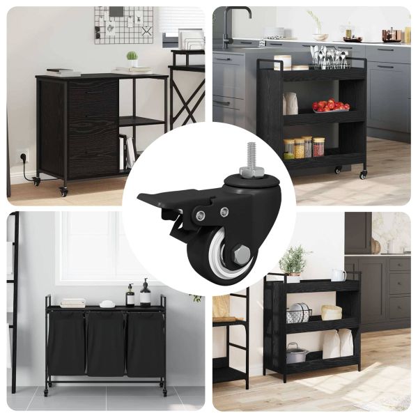 Колела 12 pcs Черно M6 x 1.5 мм Желязо и найлон