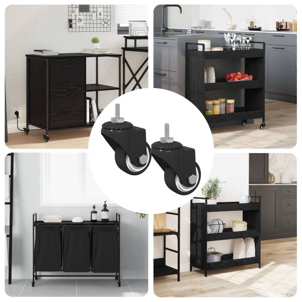 Въртящо се колело 2 pcs Черно M6 мм Желязо и найлон