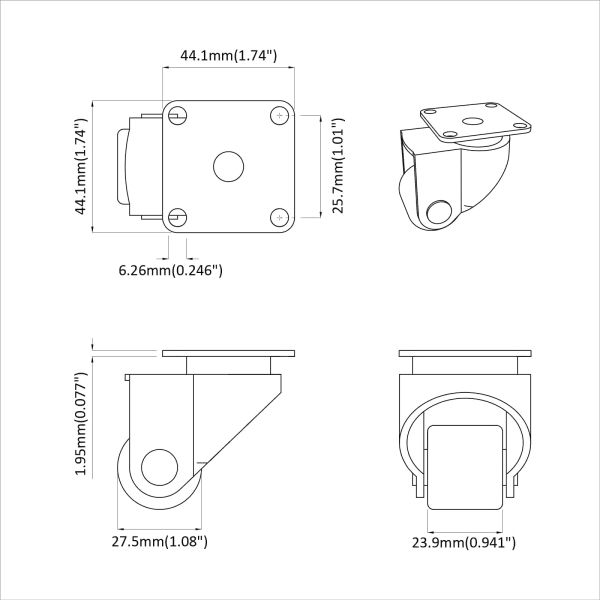 Кастър 2 pcs Сребрист 50 mm Найлон