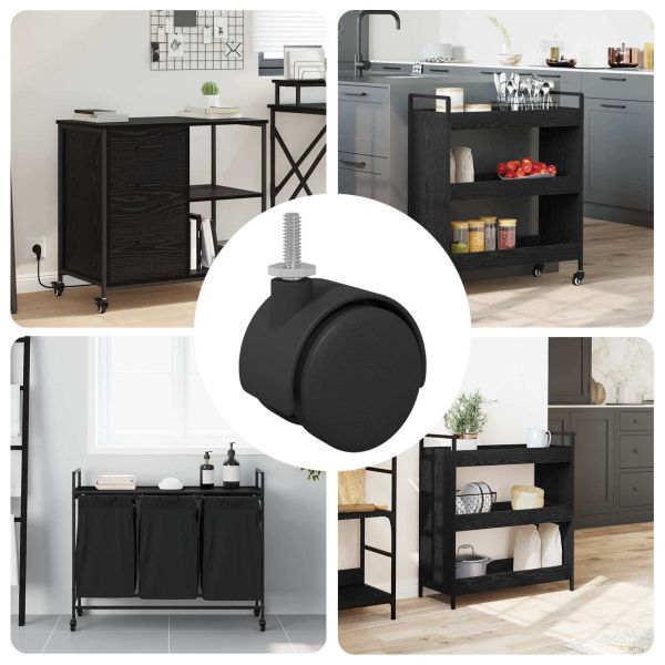 Кастър 12 pcs Черен и сребрист 37,8 х 40 мм Желязо и ПП