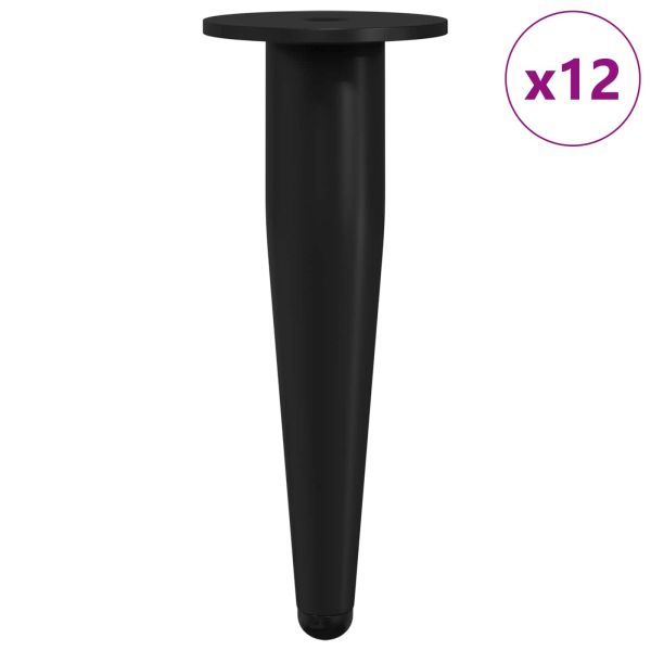 Крака за мебели 12 pcs Черно Ø 40 x 98 мм Желязо
