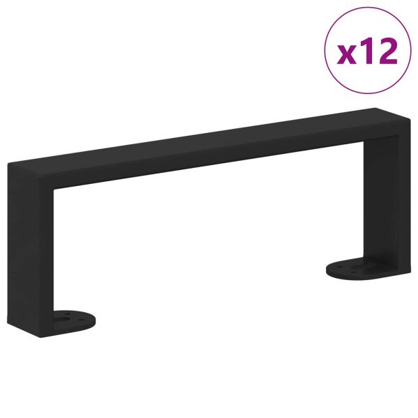 Крака за мебели 12 pcs Черно 28,1 x 4 x 10 мм Желязо
