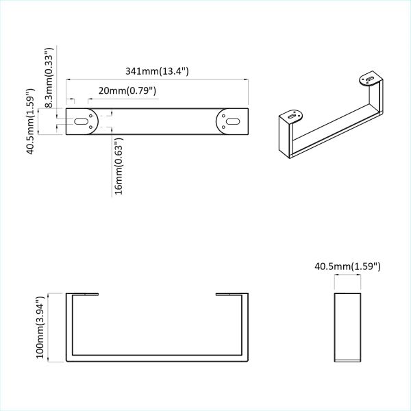 Крака за мебели 2 pcs Черно 34,1 x 4 x 10 мм Желязо