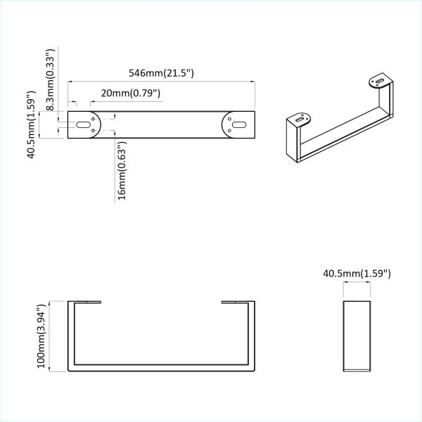 Крака за мебели 12 pcs Черно 54,6 x 4 x 10 мм Желязо