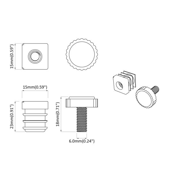 Нивелиращи устройства за мебели Регулирума 12 pcs Черно М6 ПП