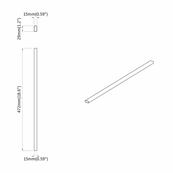 Тръба за дрешник 12 pcs Сребрист 764 x 15 x 29 мм