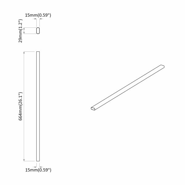 Тръба за дрешник 12 pcs Сребрист 764 x 15 x 29 мм