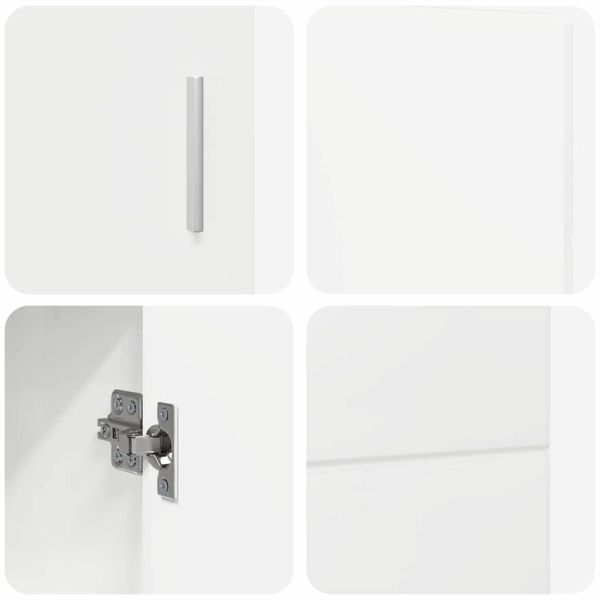 Служебен шкаф с рафт с врата Лъскаво бяло 88,5 x 30,5 x 55,5 см