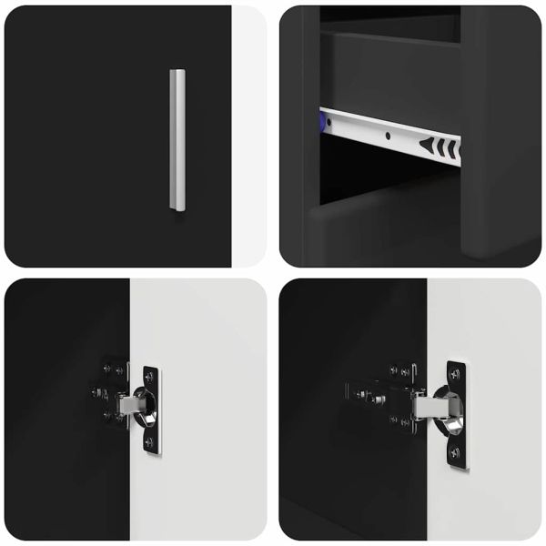 Служебен шкаф с рафт Черно 88,5 x 30,5 x 73 см Инженерно дърво