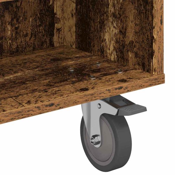 Странична маса с колела Старо дърво 90 x 50 x 30 cm