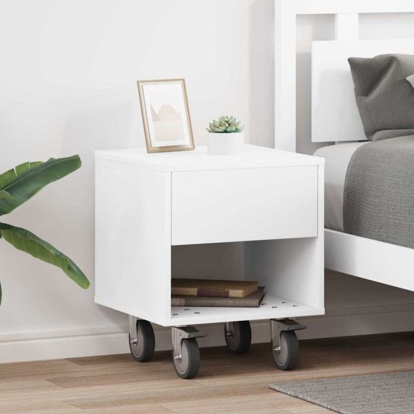 Нощно шкафче 2 pcs Бяло 40,5 x 40 x 48 см Инженерно дърво