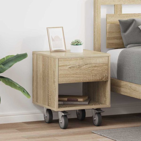 Нощно шкафче 2 pcs Сонома дъб 40,5 x 40 x 48 см Инженерно дърво