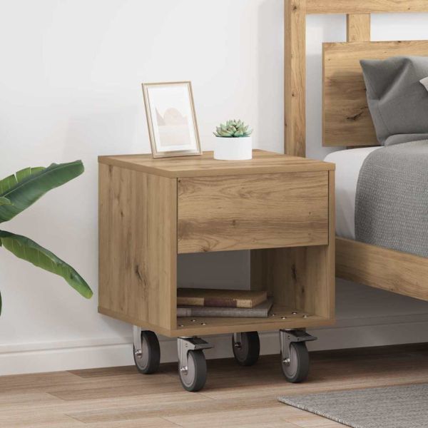 Нощно шкафче 2 pcs Дъб 40,5 x 40 x 48 см Инженерно дърво