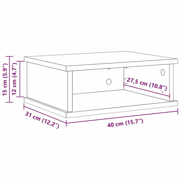 Нощно шкафче Бяло 40 x 31 x 15 см Инженерно дърво