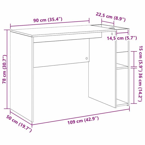 Бюро Бяло 109 x 50 x 78 см Инженерно дърво