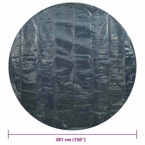 Плаващо соларно покривало за басейн, PE, 381 см, черно и синьо