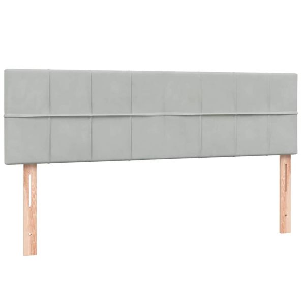 Боксспринг легло с матрак и LED, светлосиво, 140x210 см, кадифе