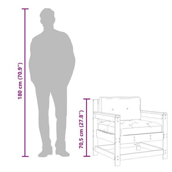 Градински средни дивани, 2 бр, борово дърво масив