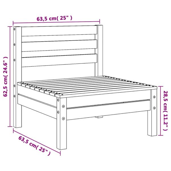 Градински среден диван, бял, бор масив
