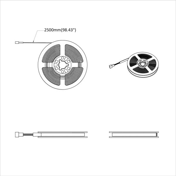 LED лента 4 pcs Черен и прозрачен 250 cm Мед и пластмаса