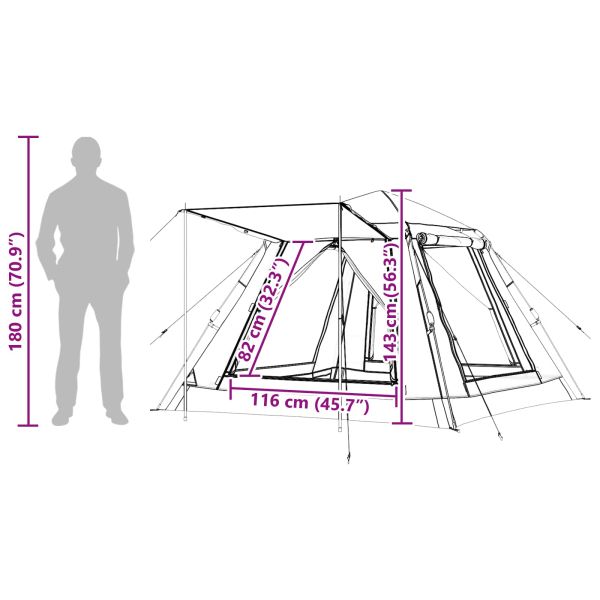 Моментна палатка с дъждобран за 3-ма бързо освобождаване Синьо