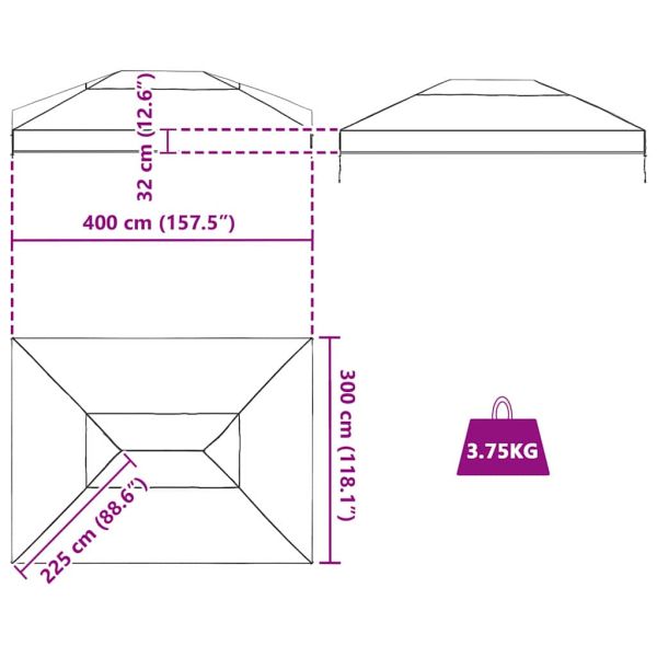 Сменяем покрив за беседка Прозрачен 400 x 300 x 32 см ПВЦ