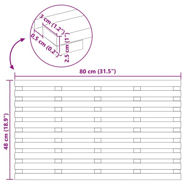 Постелка за баня Едноцветен Кафяво 100 x 53 см Дърво