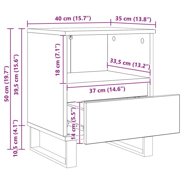 Шкаф за легло Черния дъб 40 x 35 x 50 см Инженерно дърво