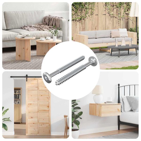 Дървени винтове 2 pcs Сребрист M6 x 70 мм Стомана