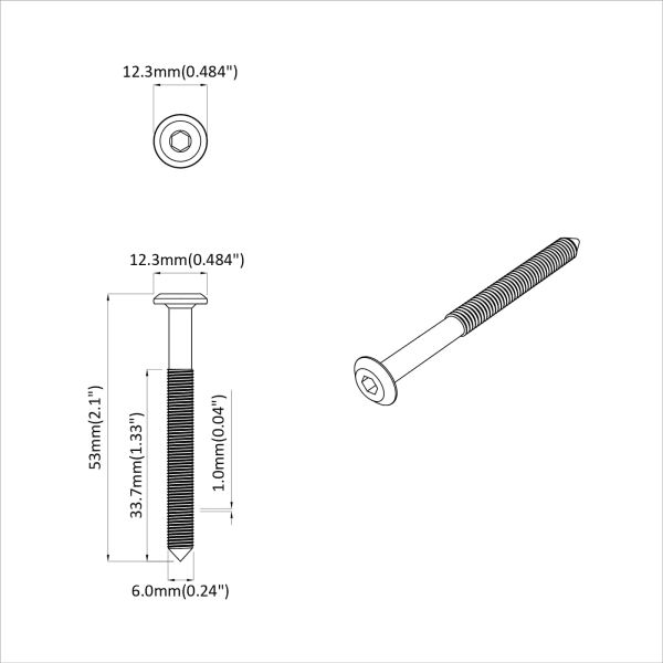 Винт 1800 pcs Сребрист М6 x 50 мм Стомана