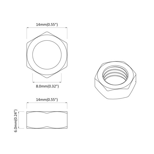 Шестоъгълни гайки 2 pcs Сребрист m8 Желязо