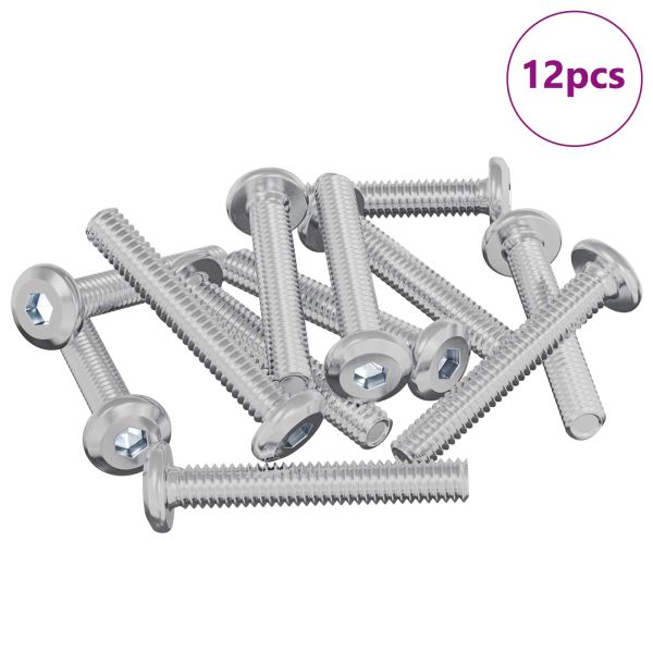 Заключващ винт Едноцветен 12 pcs Сребрист M6 x 35 mm Стомана