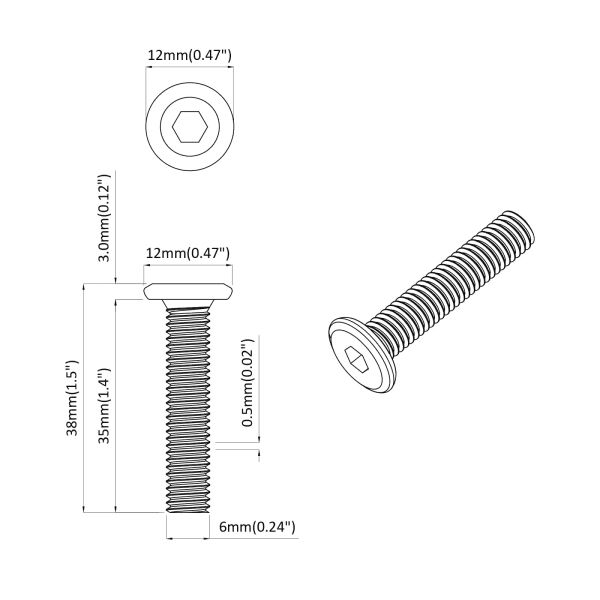 Винт с глава 12 pcs Сребрист M6 x 35 mm Стомана