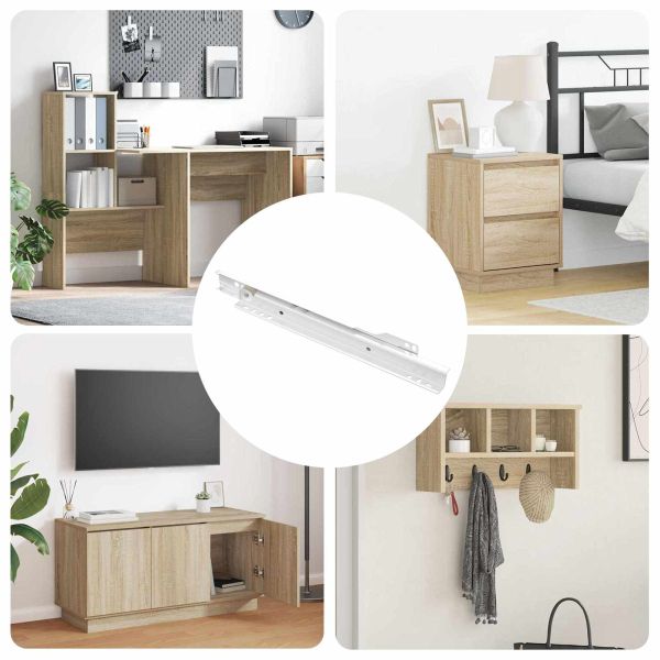 Плъзгач за чекмедже 12 pcs Бяло 250 mm Стомана