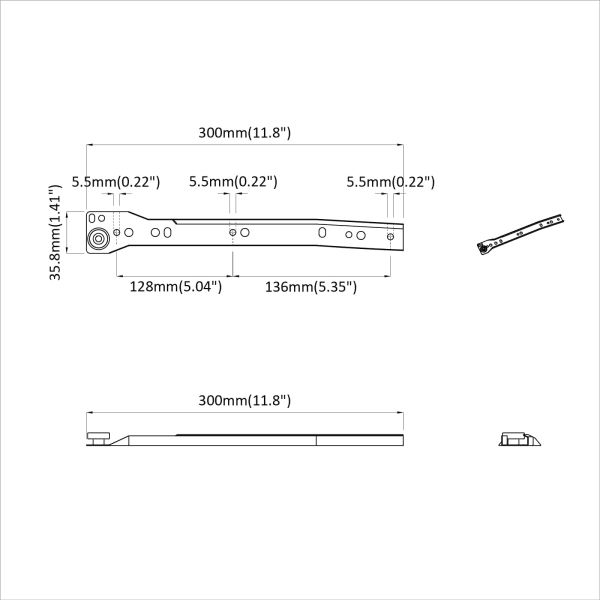 Плъзгач за чекмедже 12 pcs Бяло 300 mm Стомана