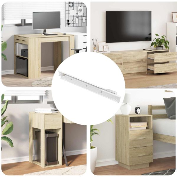 Плъзгач за чекмедже 73 pcs Бяло Стомана