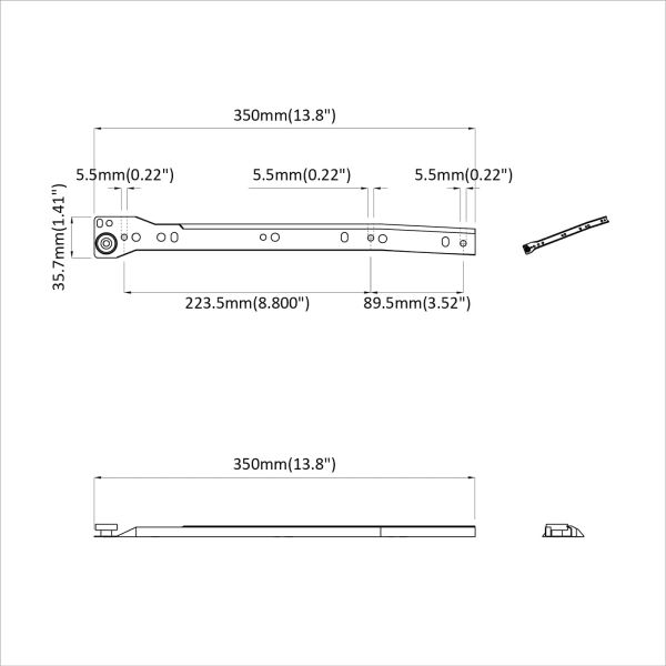 Плъзгач за чекмедже 12 pcs Бяло 350 мм Стомана