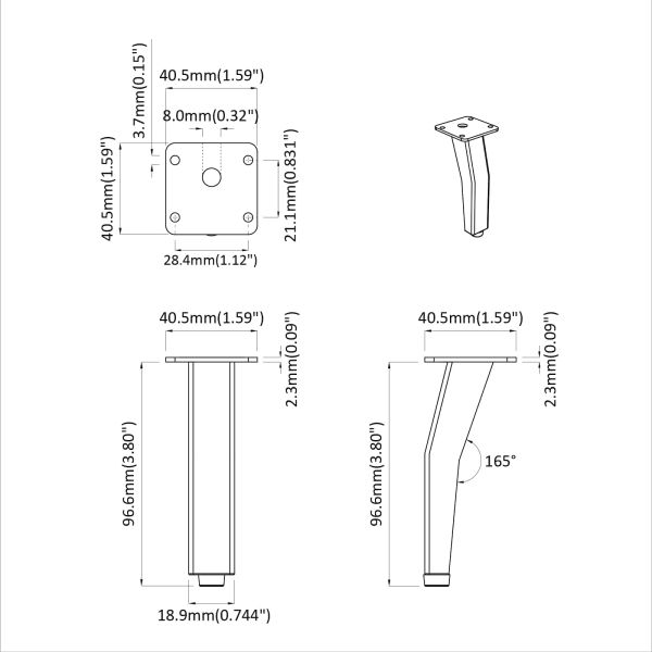 Стативни крака 12 pcs Черно 40 x 40 x 100 мм Желязо