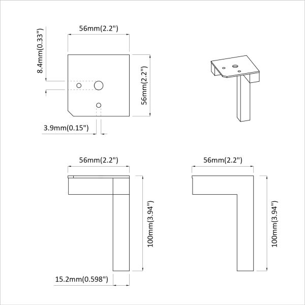 Стативни крака 2 pcs Черно 57 x 57 x 100 мм Желязо