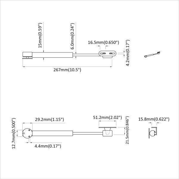 Хидравлична газова пружина 2 pcs Сребрист 280 x 17 x 16 мм