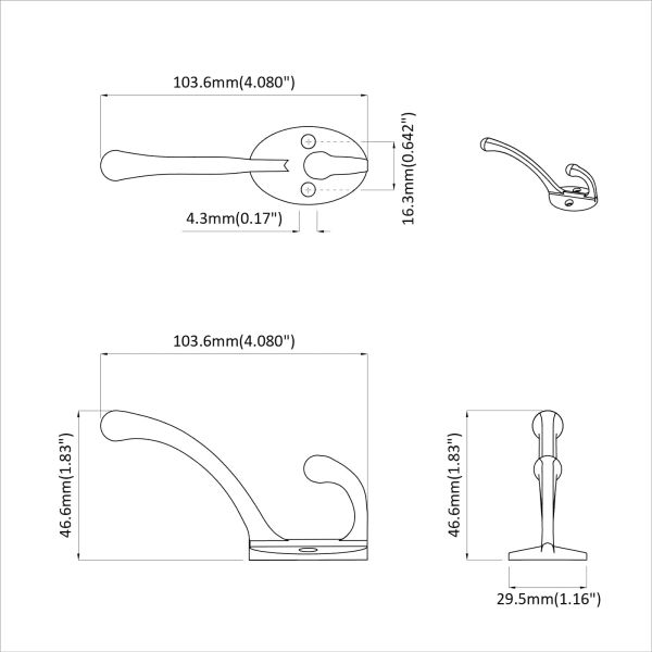 Държач за дрехи 346 pcs Черно 102 x 29 x 47 мм Цинкова сплав