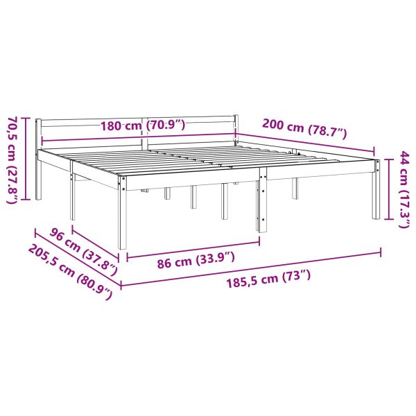 Рамка за легло с таблото Кафяво с восъчно покритие 180 x 200 cm